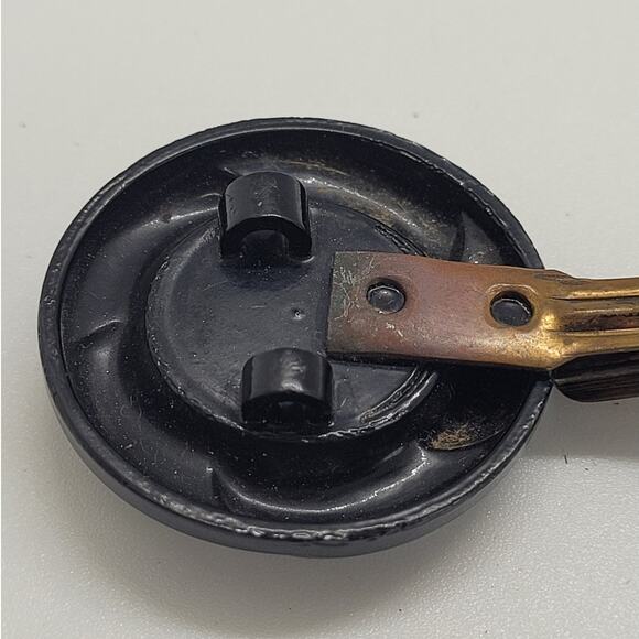 Vintage Art Deco Cloak Clasp in Black & Gold – Classic Cape Accessory - Picture 9 of 14